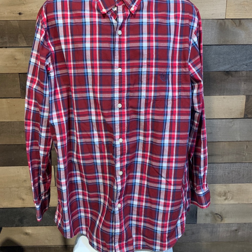 Red white & blue Chaps plaid button down